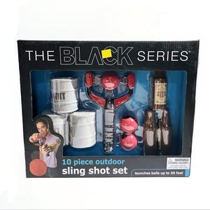 10 Piece Outdoor Sling Shot Game Set The Black Series Shoots Balls Up To 50' New